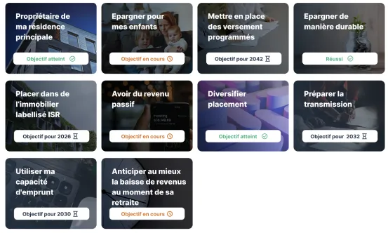 Suivi des objectifs patrimoniaux avec échéance